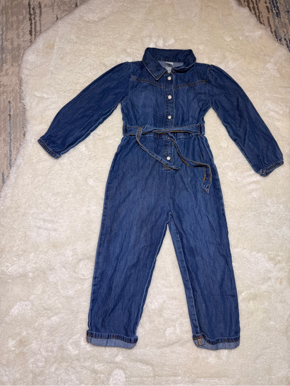 OshKosh B'gosh toddler denim long-sleeve jumpsuit button up belt size 4T
